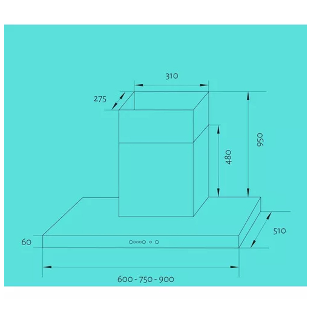 Extractor purificador de cocina TST Puelo ac. inox. de pared 600mm x 60mm x 510mm plateado 220V - Imagen 5