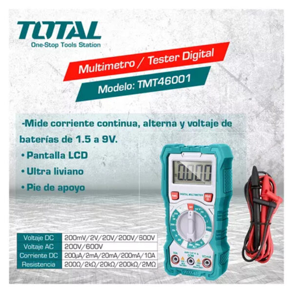 Tester Multimetro Digital Profesional Industrial Total 46001 - Imagen 3