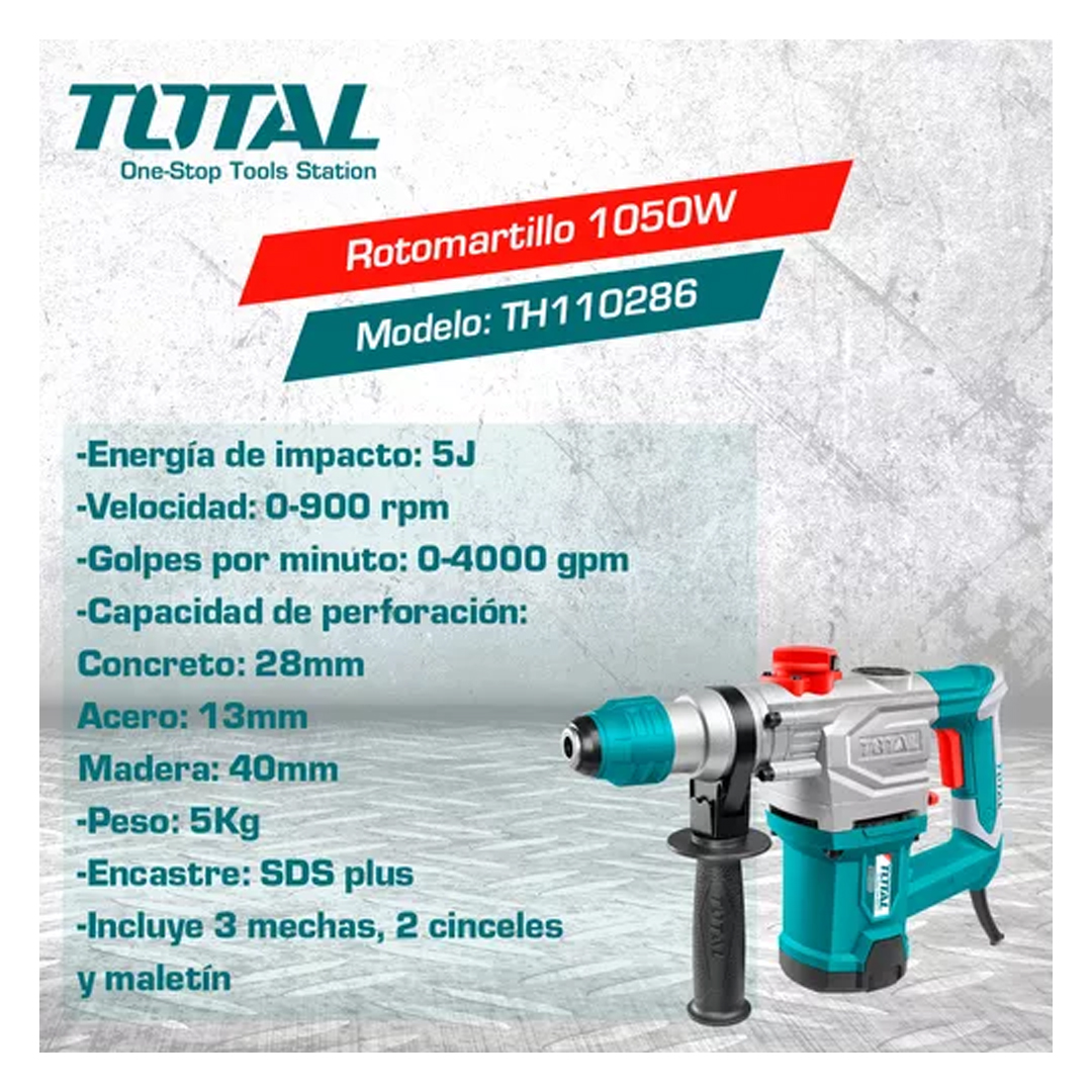 Rotomartillo 1050w Total Sds Plus 5.0j Color Turquesa Frecuencia 50 Hz/60 Hz - Imagen 3