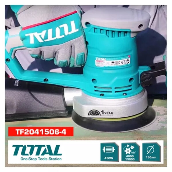 Lijadora Roto Orbital Total 450w 150mm 6 Vel Variable Color Turquesa Frecuencia 50 Hz - Imagen 3