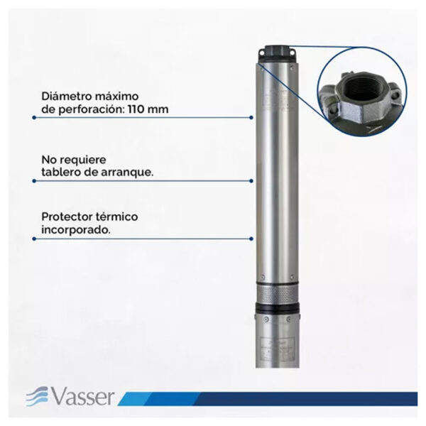 Bomba Sumergible De Pozo Vasser Motorarg Bs4 100 1 Hp - Imagen 6