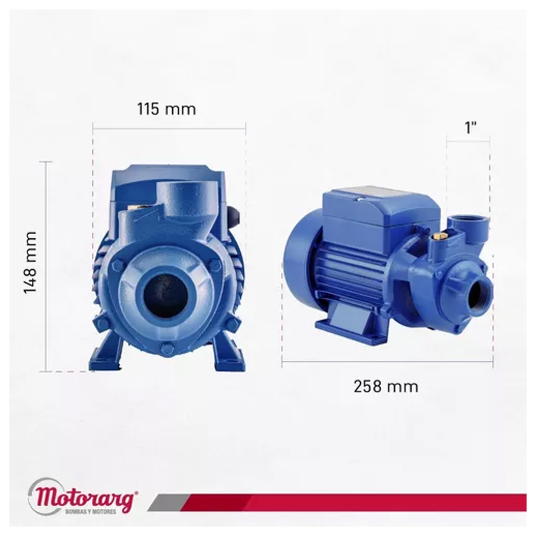 Bomba Periférica Motorarg - Pf50 0.5 Hp Color Azul Fase eléctrica Monofásica Frecuencia 50 Hz - Imagen 3