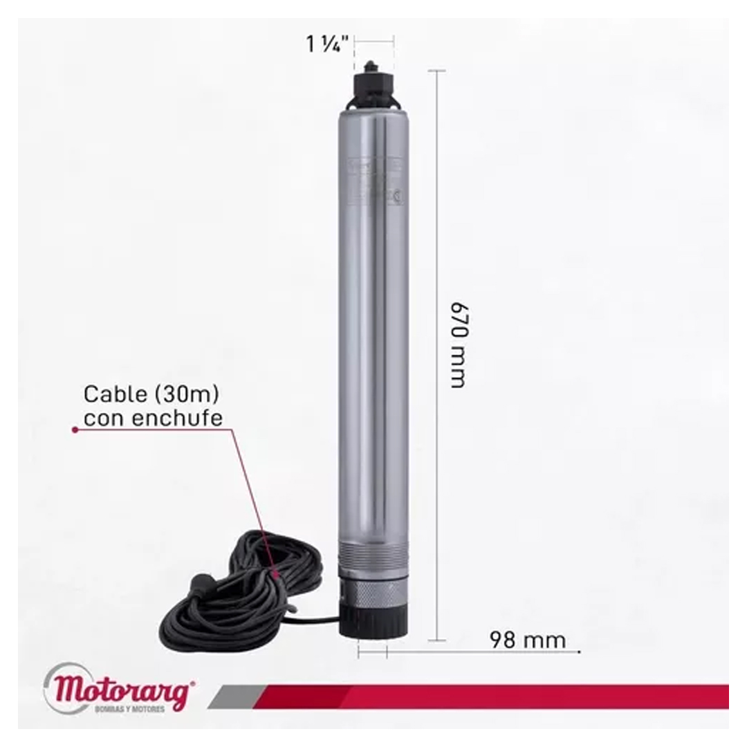Bomba Sumergible Pozo Motorarg 4pack 100 4p 1hp Envio Gratis - Imagen 3