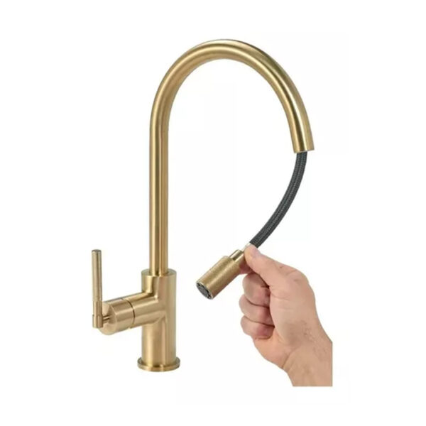 Griferia Monocomando Cocina Peirano Fabric Gold Oro Flexible Color Dorado - Imagen 2
