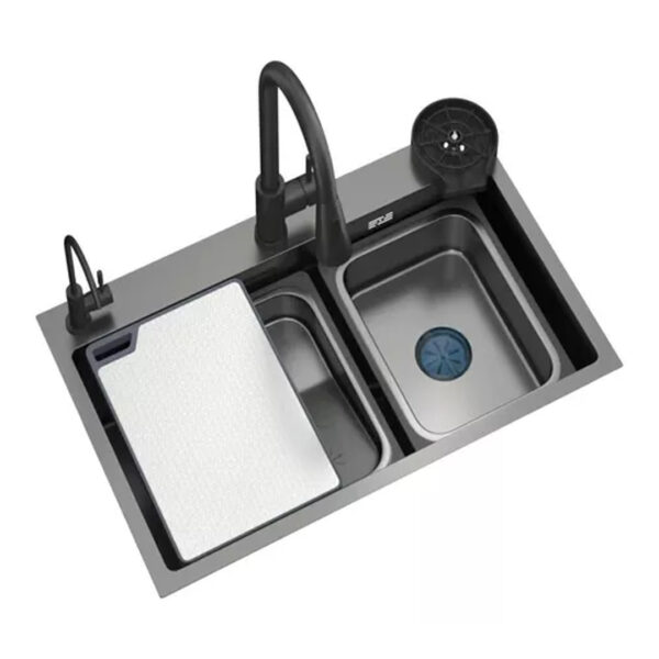 Bacha De Cocina Multifuncion Con Tabla Grifo Lava Copas Blac