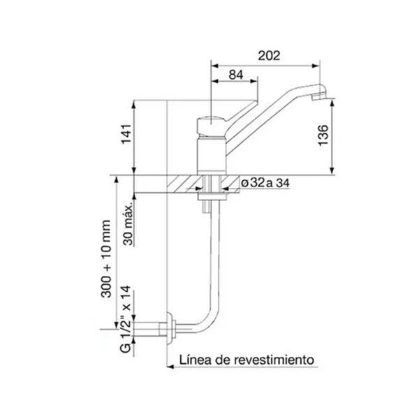 Griferia Monocomando Para Cocina Fv Swing 411.01/90 Color Cromo - Imagen 2