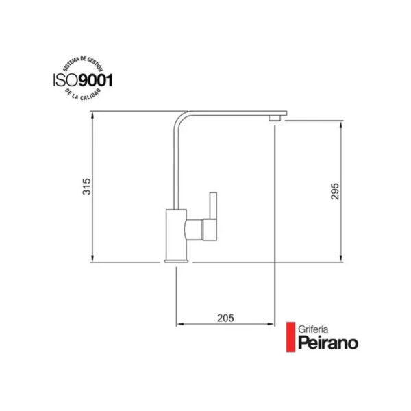 Griferia Cocina Monocomando Peirano Toledo 20-150 Color Cromo - Imagen 2