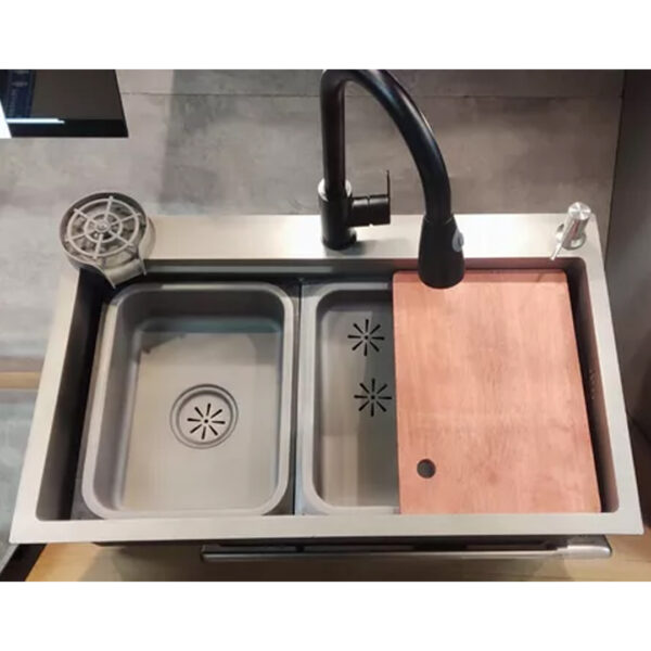 Bacha De Cocina Multifuncion Con Tabla Grifo Lava Copas Blac - Imagen 4