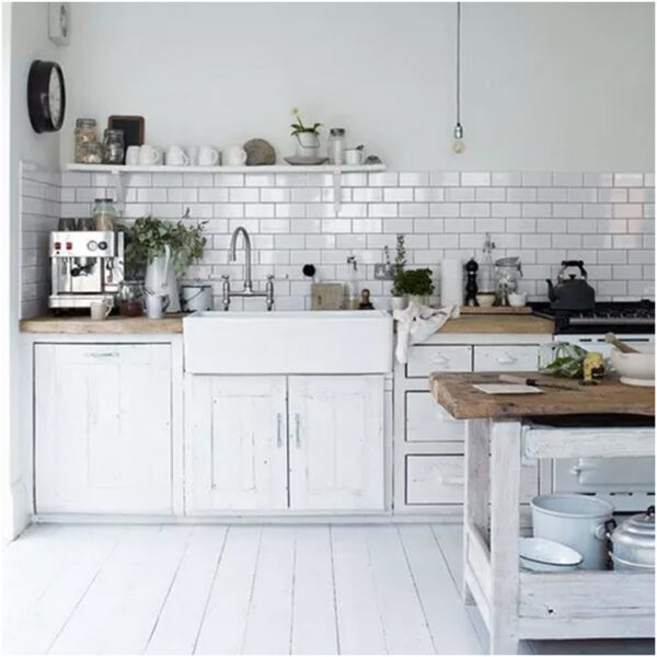 Bacha Cocina Ferrum Country Loza Blanca Lfcfb De Apoyo Acabado Brillante Color Blanco - Imagen 3