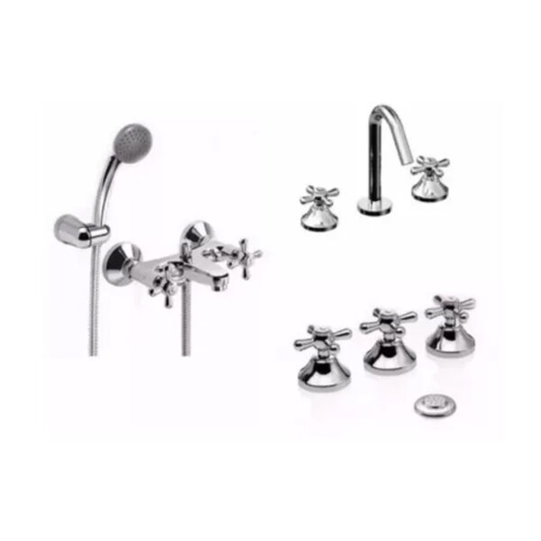 Griferia Baño Lavatorio + Bidet + Ducha Exterior Piazza Set