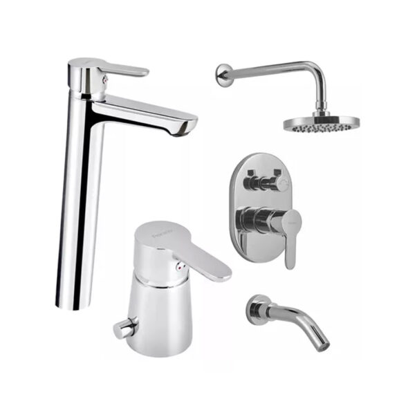 Griferia Baño Completo Adra Monocomando Peirano Alto
