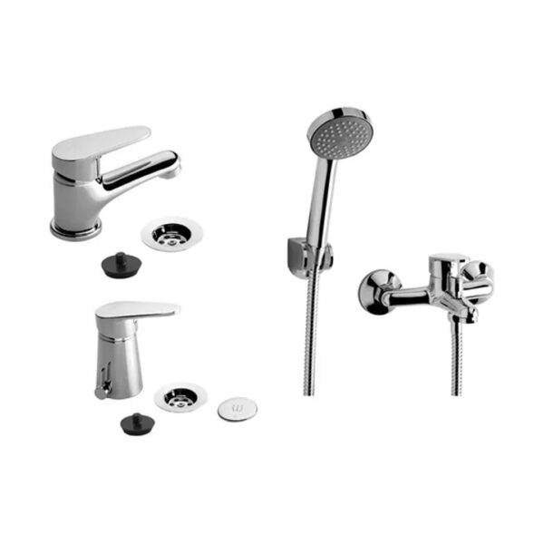 Griferia Fv Baño Set Lavatorio Bidet Ducha Monocomando M4 Fv