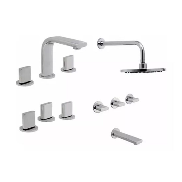 Grifería Baño Piazza Icon Lavatorio + Ducha + Bidet Ceramico