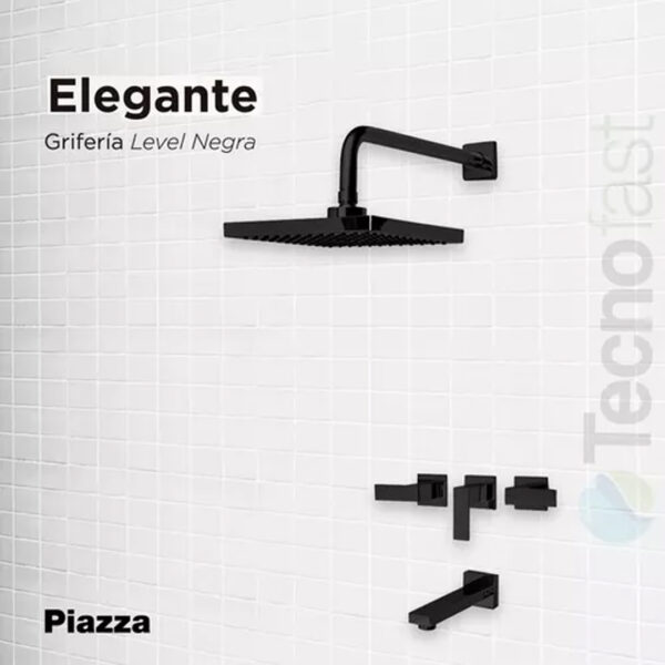 Griferia Piazza Level Ducha Embutir Con Transferencia Negra Color Negro - Imagen 2