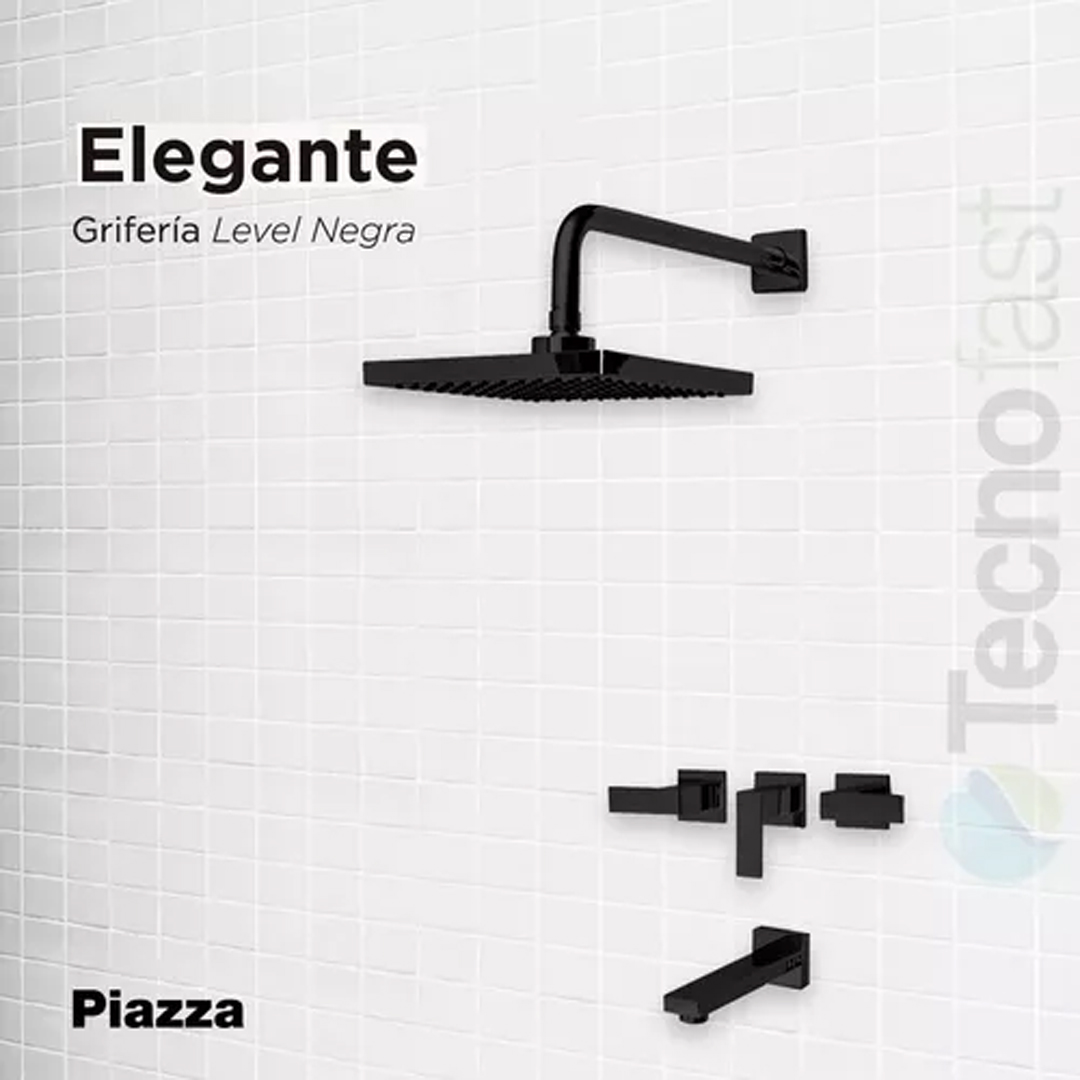 Griferia Piazza Level Ducha Embutir Con Transferencia Negra Color Negro - Imagen 2