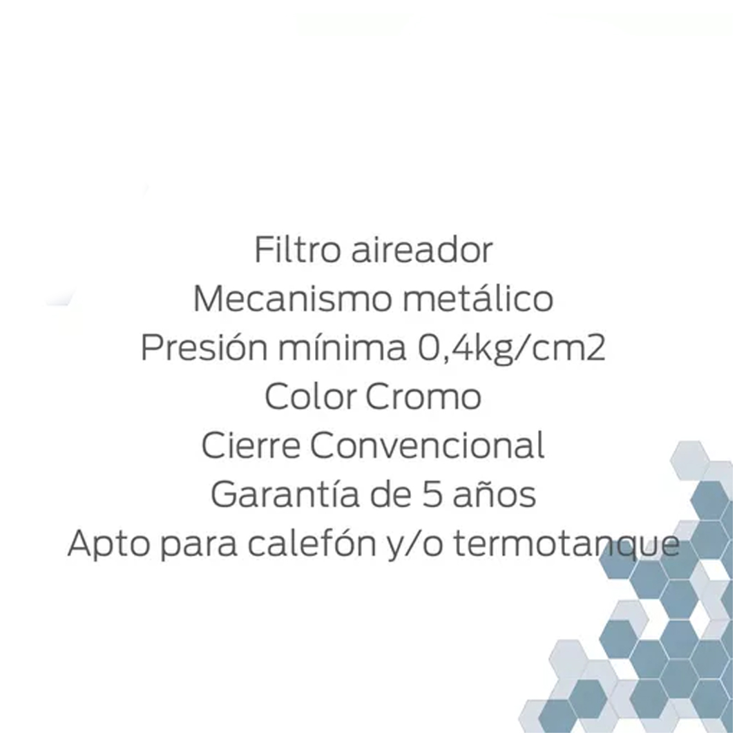 Griferia Canilla Baño Lavatorio Mesa Hydros Viva Plus 313911 Acabado Cromado Color Plateado - Imagen 3