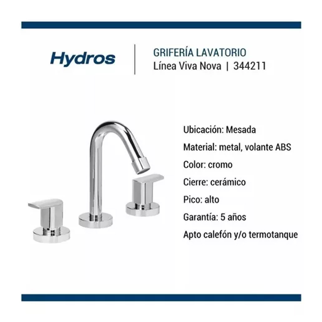 Griferia Lavatorio + Bidet Piazza Hydros Viva Cierre Ceramic - Imagen 3