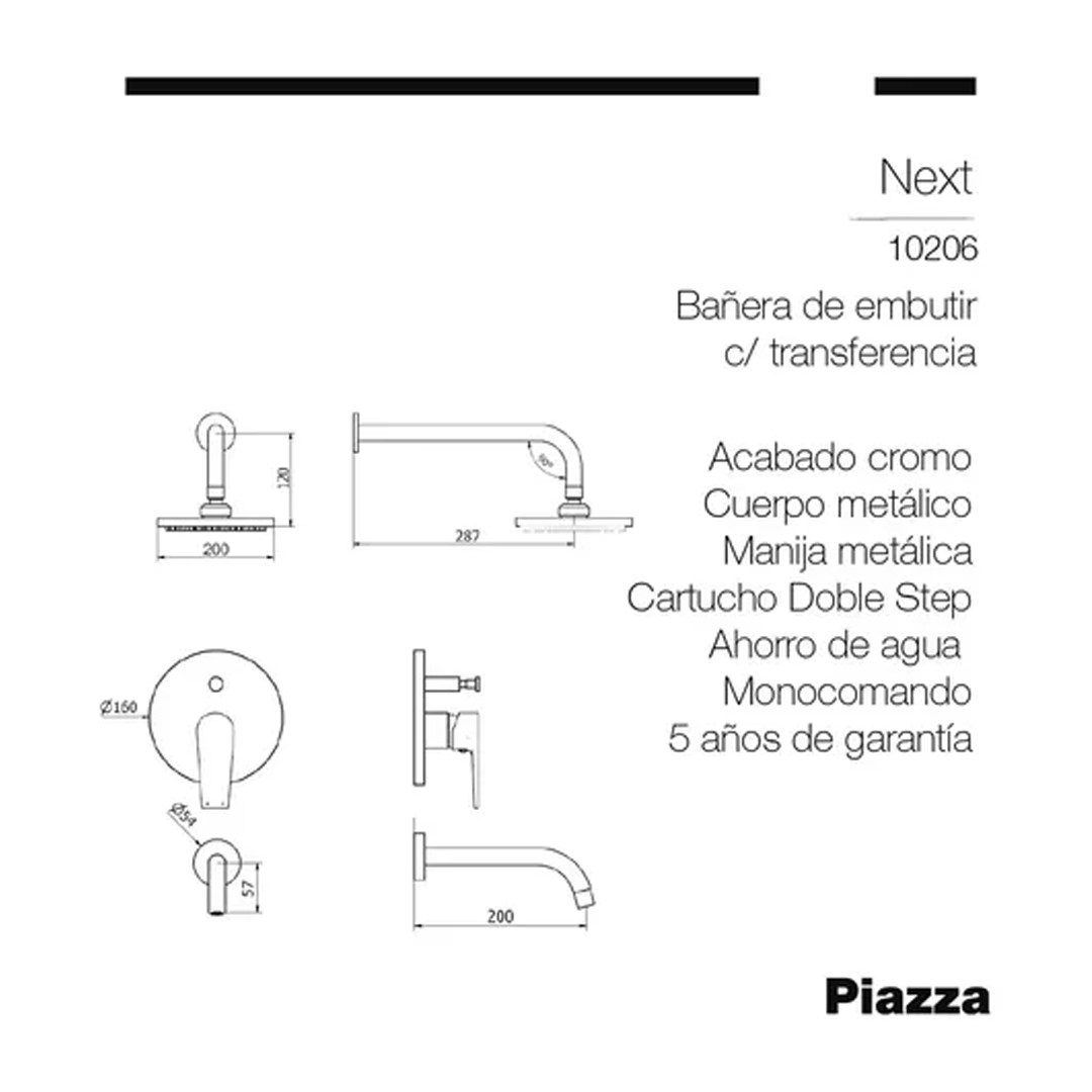 Griferia Monocomando Lavatorio Ducha Bidet Next Piazza Baño - Imagen 4