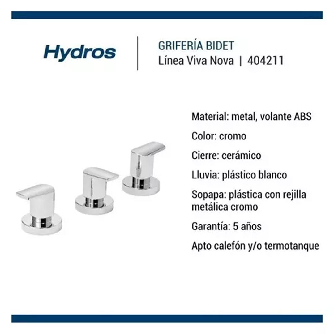 Griferia Lavatorio + Bidet Piazza Hydros Viva Cierre Ceramic - Imagen 4