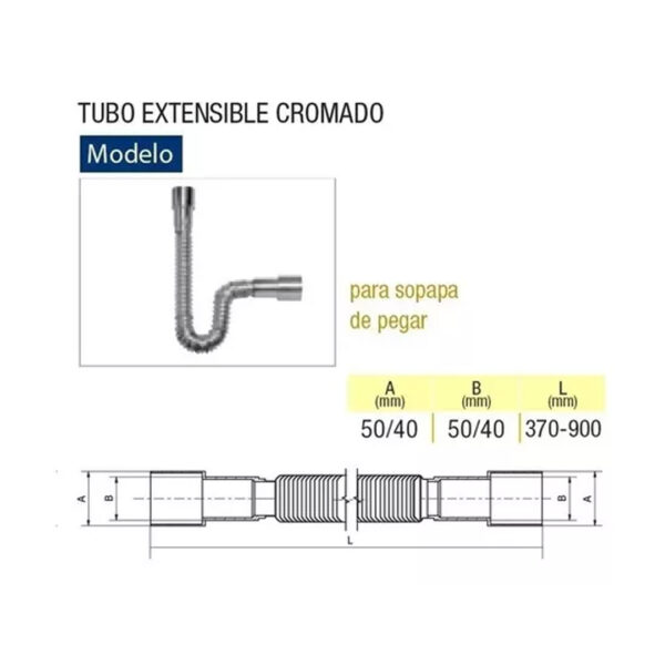 Descarga Lavatorio Pileta Flexible Cromado Plástico - Imagen 2