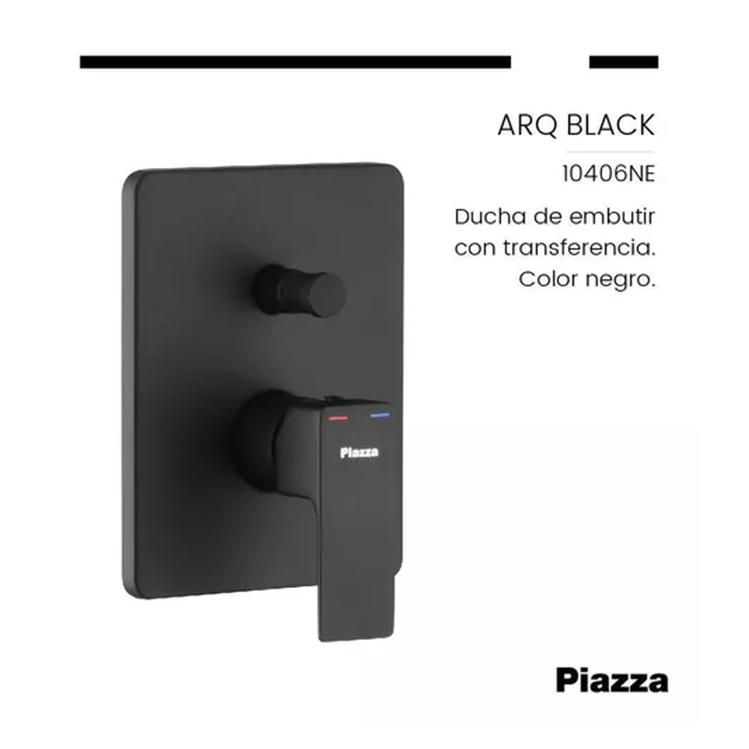 Grifería Baño Ducha Monocomando Piazza Arq 10406ne Negro - Imagen 3