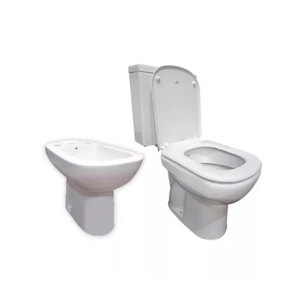 Inodoro Largo+depósito+bidet 3ag+tapa H/cr Pringles Cuarzo