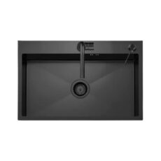 Bacha Cocina Mi Pileta 718 Black Negra Sobre Mesada Acero