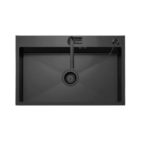 Bacha Cocina Mi Pileta 718 Black Negra Sobre Mesada Acero