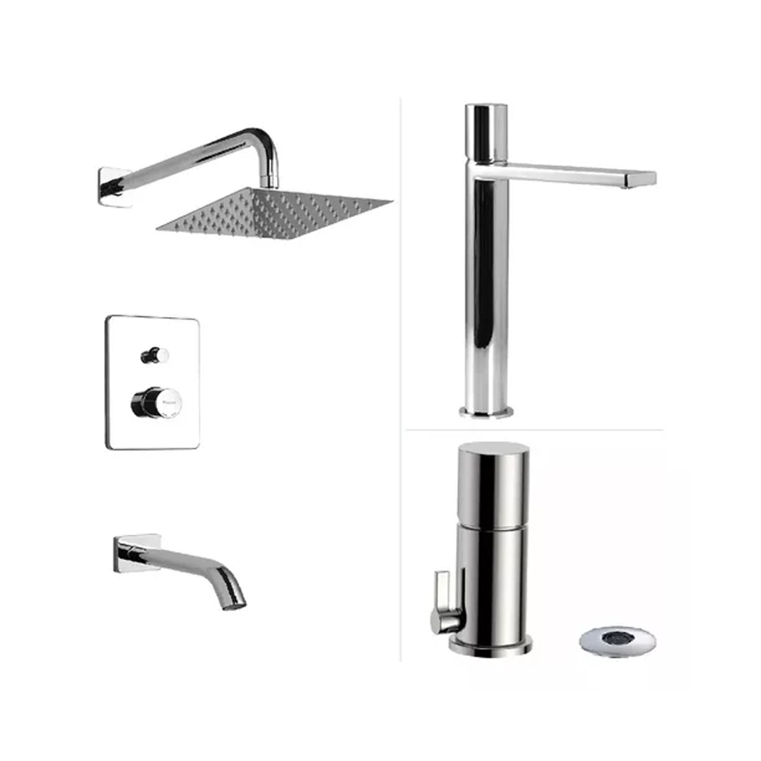 Grifería Piazza Lounge Baño Ducha + Lavatorio Alto + Bidet