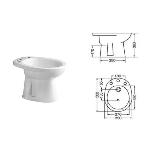 Juego Baño Ferrum Inodoro Corto Andina + Bidet Andina - Imagen 2