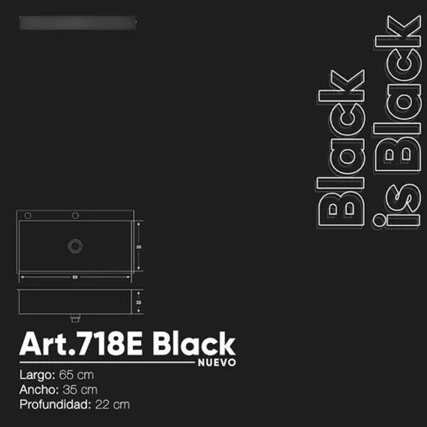 Bacha Cocina Mi Pileta 718 Black Negra Sobre Mesada Acero - Imagen 3