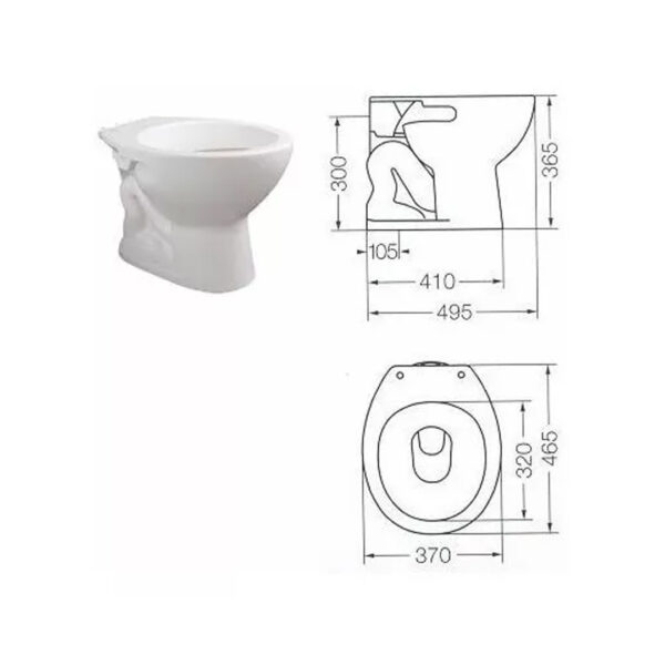Juego Baño Ferrum Inodoro Corto Andina + Bidet Andina - Imagen 3