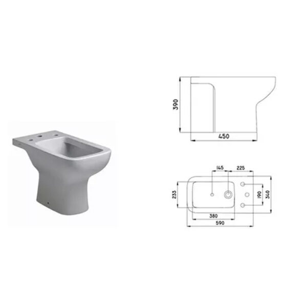 Combo Trento Ferrum Bidet Inodoro Largo Deposito Apoyo - Imagen 3