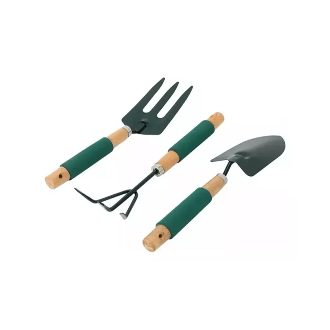 Set X3 Piezas De Jardineria Pala Rastrillo Removedor Grande