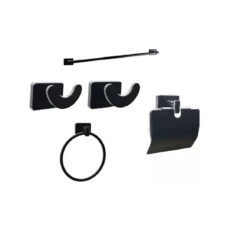 Kit De Accesorios Baño 5 Piezas Negro Black Vintage