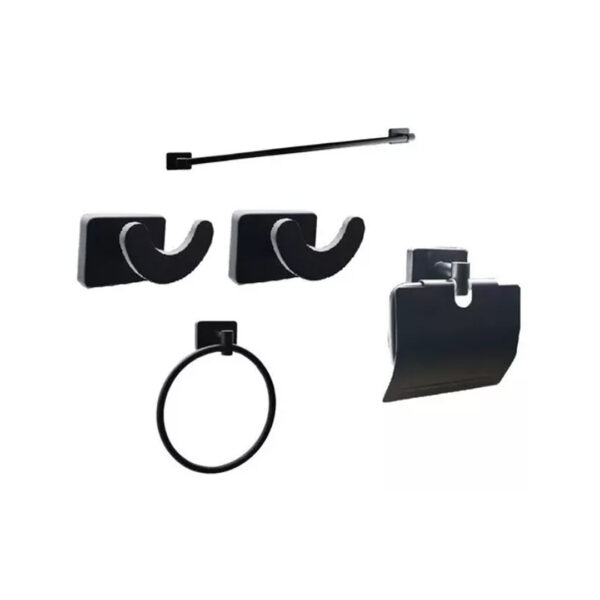 Kit De Accesorios Baño 5 Piezas Negro Black Vintage