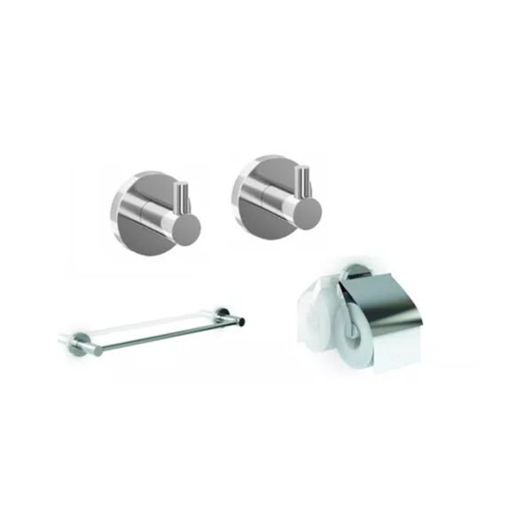 Kit Accesorios Baño Cromo Genebre Barral Percha Porta Rollo