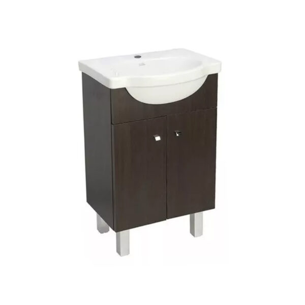 Vanitory Ferrum Venecia 48cm 2 puertas x4vs w7 con bacha 1 agujero color wengue