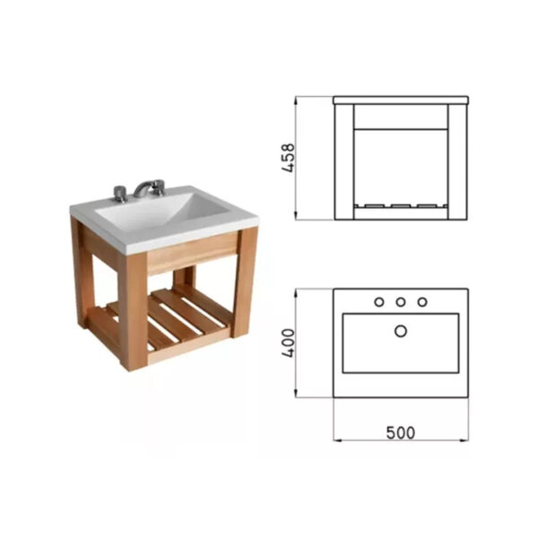 Kit Lavatorio 3 Agujeros + Mueble Colgar Jt301 Traful Ferrum - Imagen 2