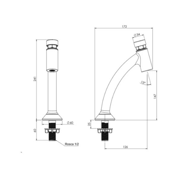 Grferia Pressmatic Temporizador Mesada Alto Pvc Baño Cocina - Imagen 3
