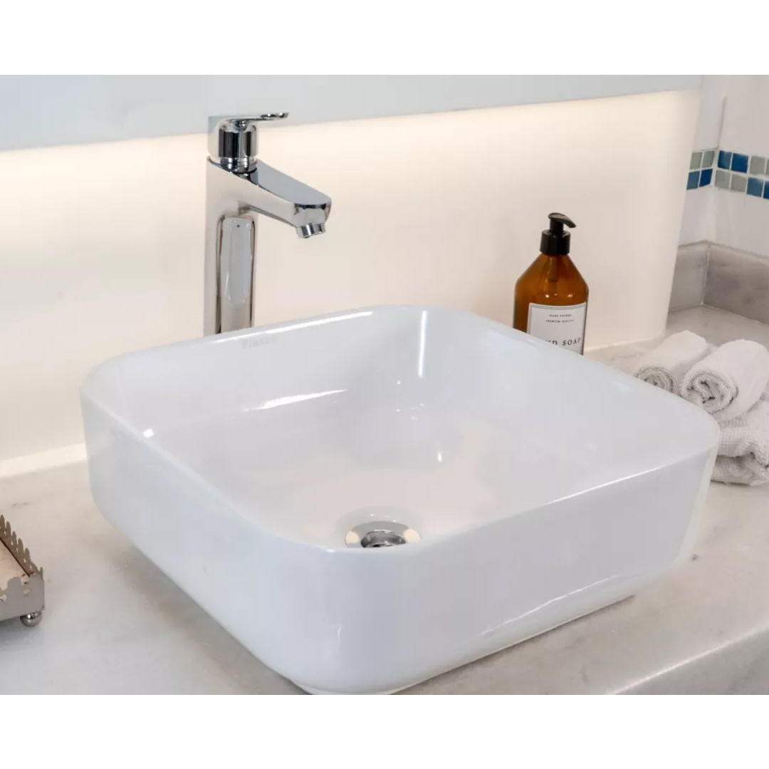 Bacha de apoyo Piazza A423 loza porcelana sanitaria baño acabado esmaltado color blanco - Imagen 4