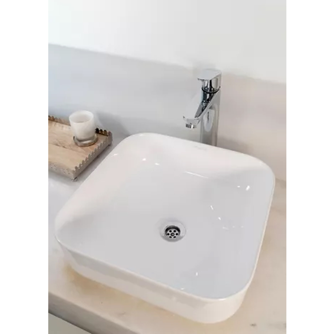 Bacha de apoyo Piazza A423 loza porcelana sanitaria baño acabado esmaltado color blanco - Imagen 3