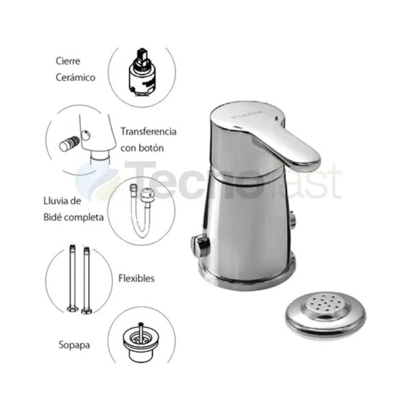 Griferia Bidet Monocomando Bide Baño Piazza Emblem Cromo - Imagen 4