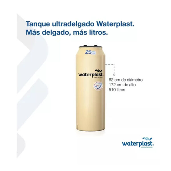 Tanque de agua Waterplast Ultradelgado tricapa vertical polietileno 510L de 172 cm x 62 cm - Imagen 4
