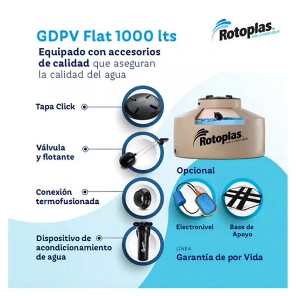 Tanque De Agua Rotoplas 1000L Slim Ultradelgado cuatricapa vertical polietileno - Imagen 5