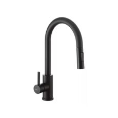 Griferia Monocomando Cocina Peirano Valencia Black Rociador Acabado Mate Color Negro
