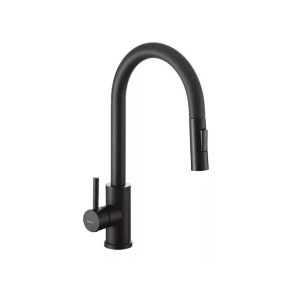 Griferia Monocomando Cocina Peirano Valencia Black Rociador Acabado Mate Color Negro
