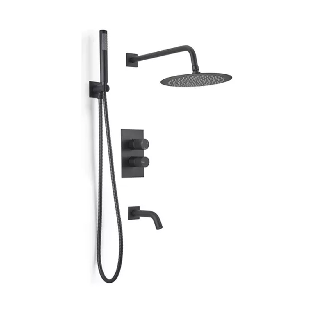 Griferia Ducha Peirano Monocomando Fabric Black 80-200n Acabado Mate Color Negro