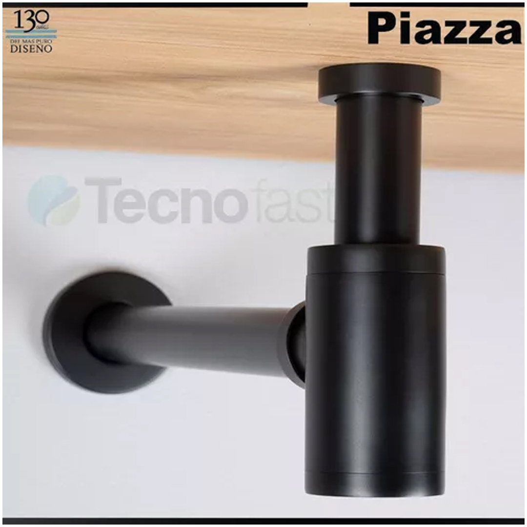 Piazza SL400NE sifón descarga desagüe bacha lavatorio Negro - Imagen 2