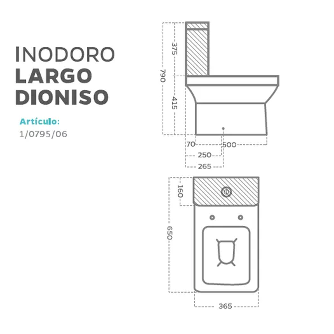 Inodoro Largo Pringles Dioniso - Imagen 2